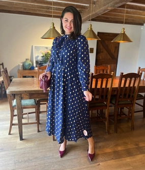 Cozy Texture Radiant Mood Olivia Navy Foil Print Dress