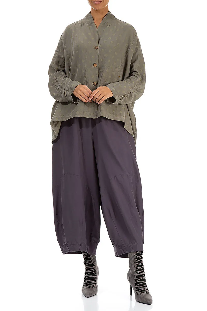 Wide Vintage Violet Silk Cotton Trousers Breathable Layer Fit Relaxed Lines