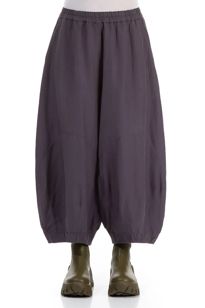 Layering Piece Wide Vintage Violet Silk Cotton Trousers