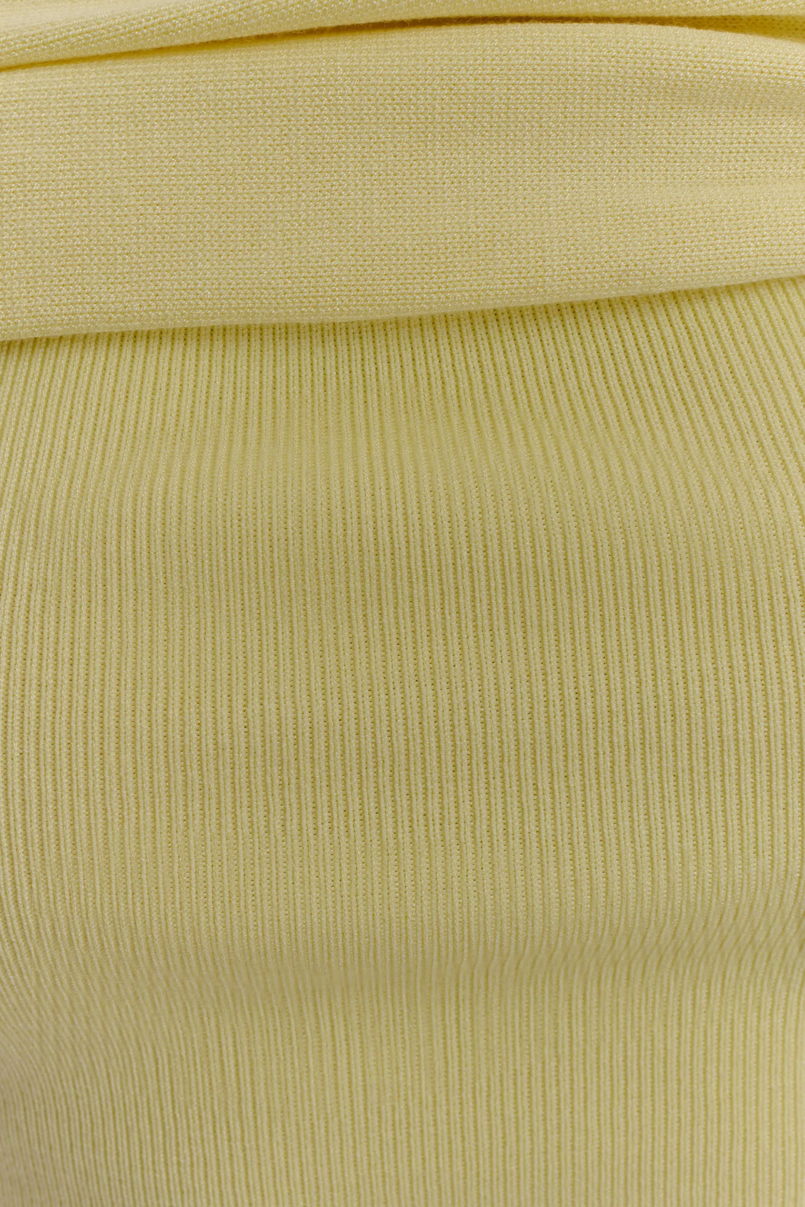 Irene Gathered Knit Maxi Skirt - Lemon Stretch Fit Stretching Fit