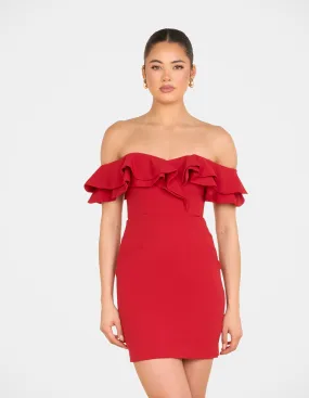 Bold Simplicity Iris Double Ruffle Mini Dress
