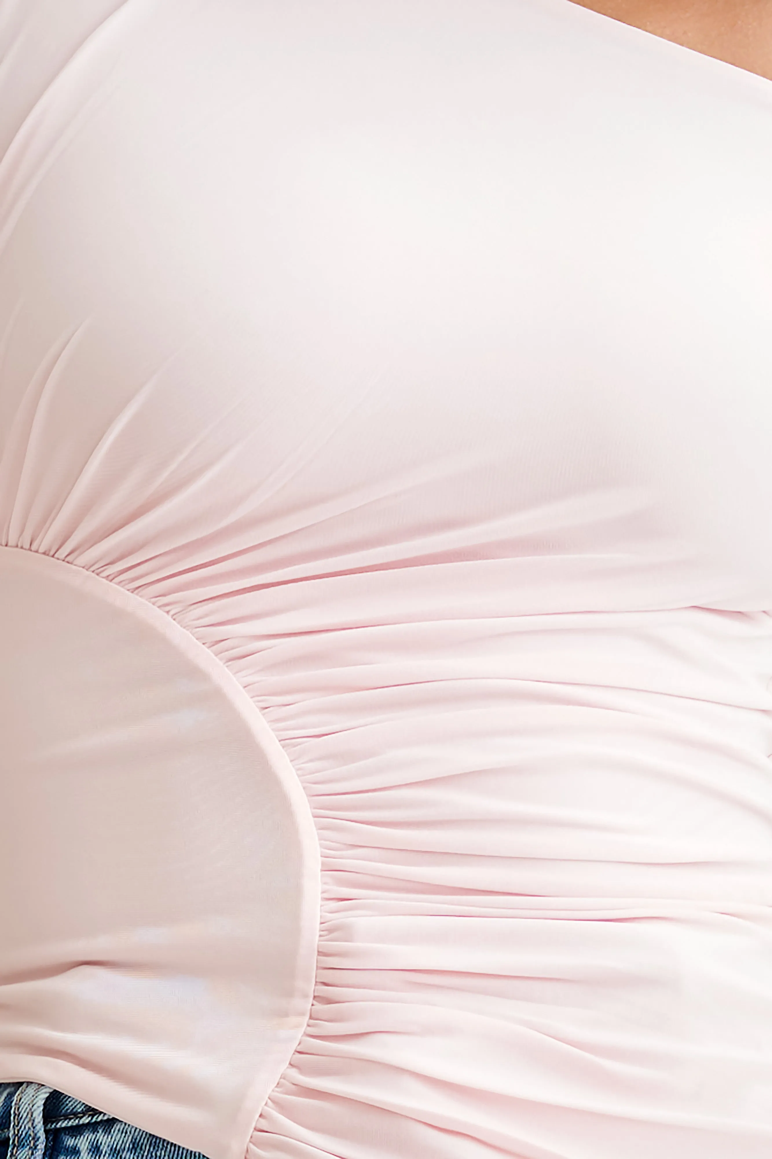 Softened Edges Irving Off Shoulder Slinky Top - Powder Pink