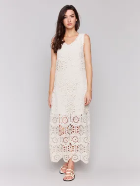 Cotton Crochet Sleeveless Maxi Dress - Natural Light Soft