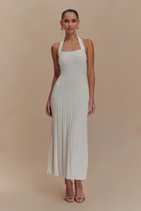 Easy and Effortless Gender Inclusive Jacqui Halter Knit Midi Dress - Ivory