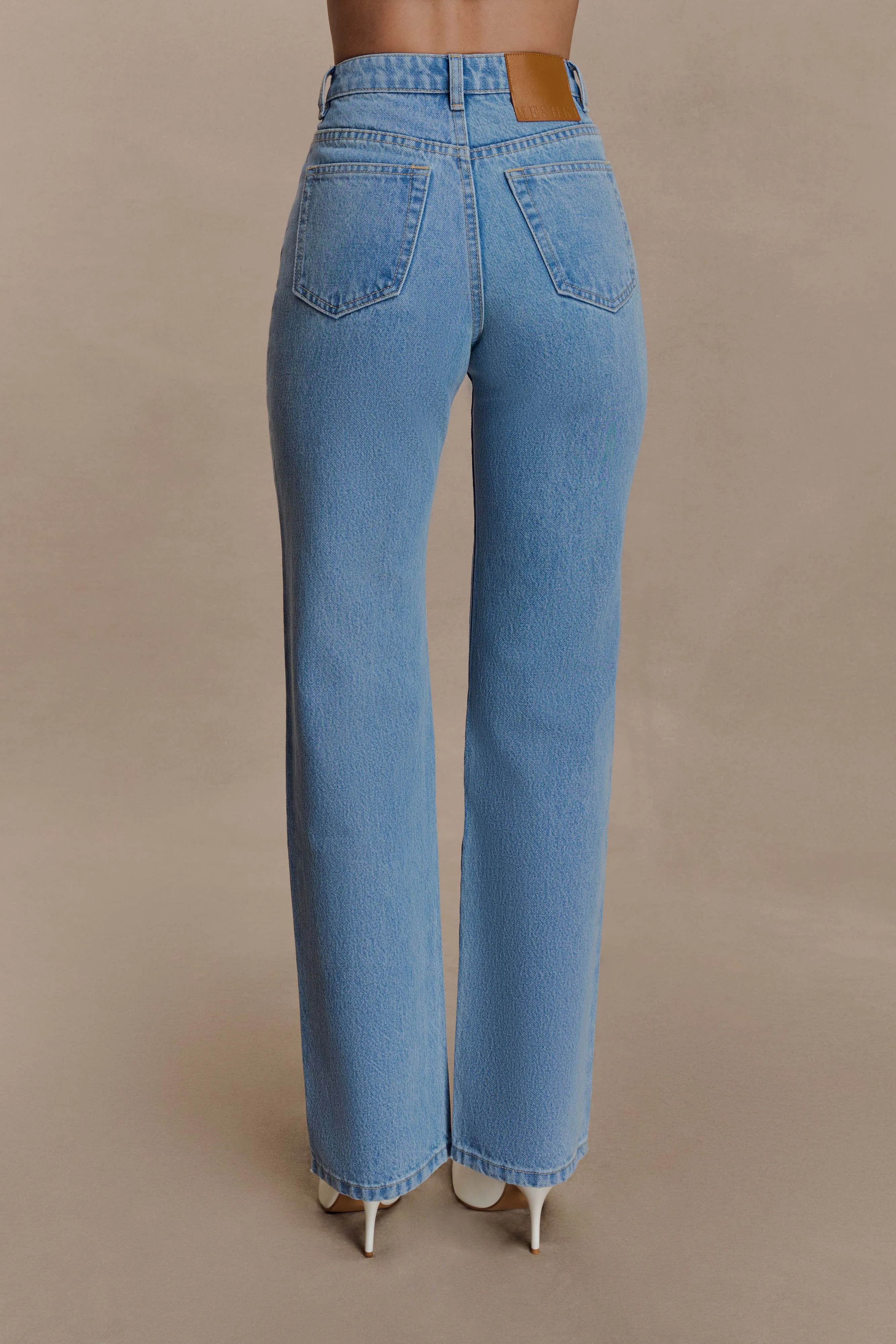 Janine High Waisted Straight Leg Jeans - Classic Blue Effortless Comfort SecureCargoPockets