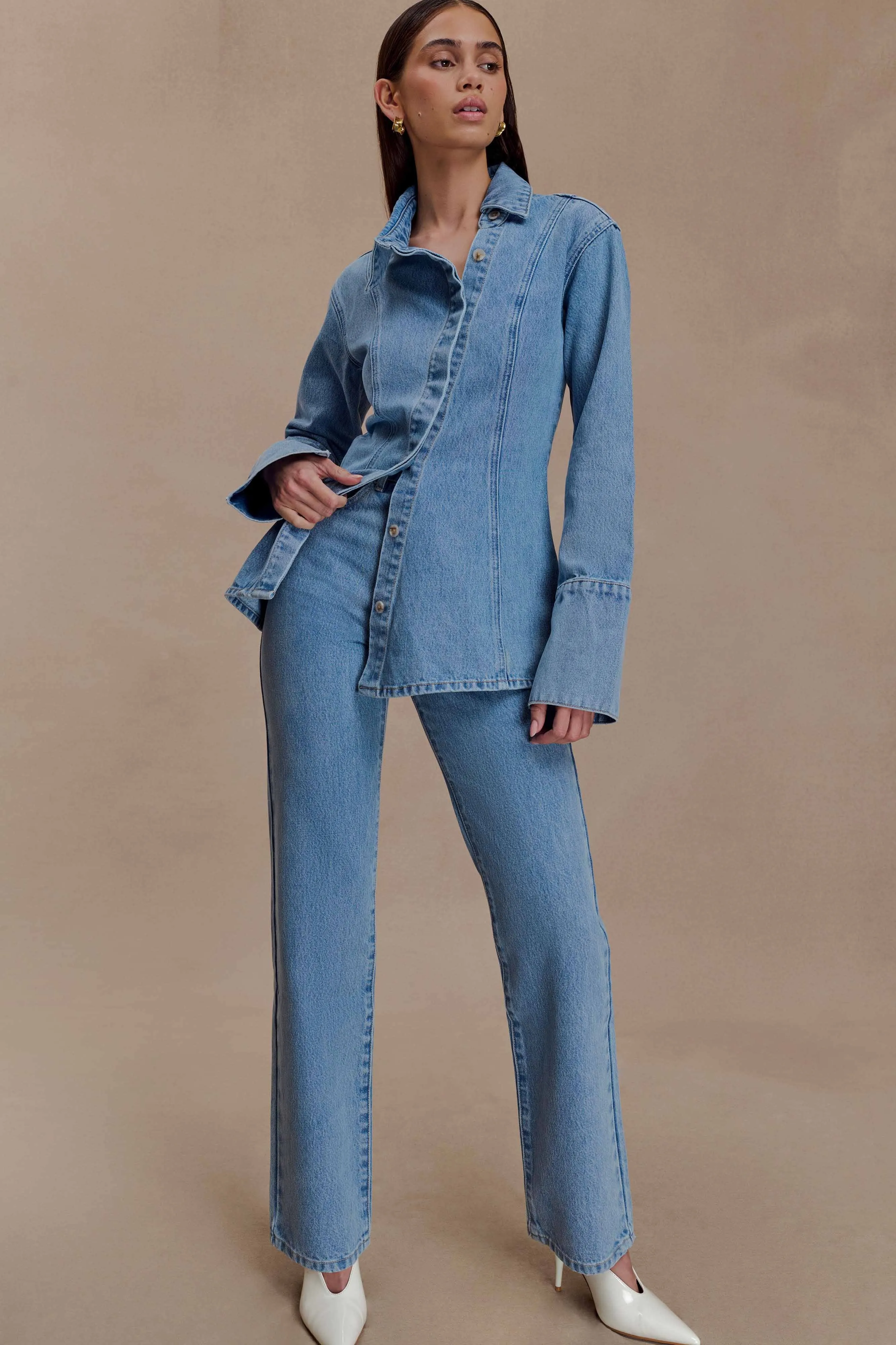Janine High Waisted Straight Leg Jeans - Classic Blue All Purpose