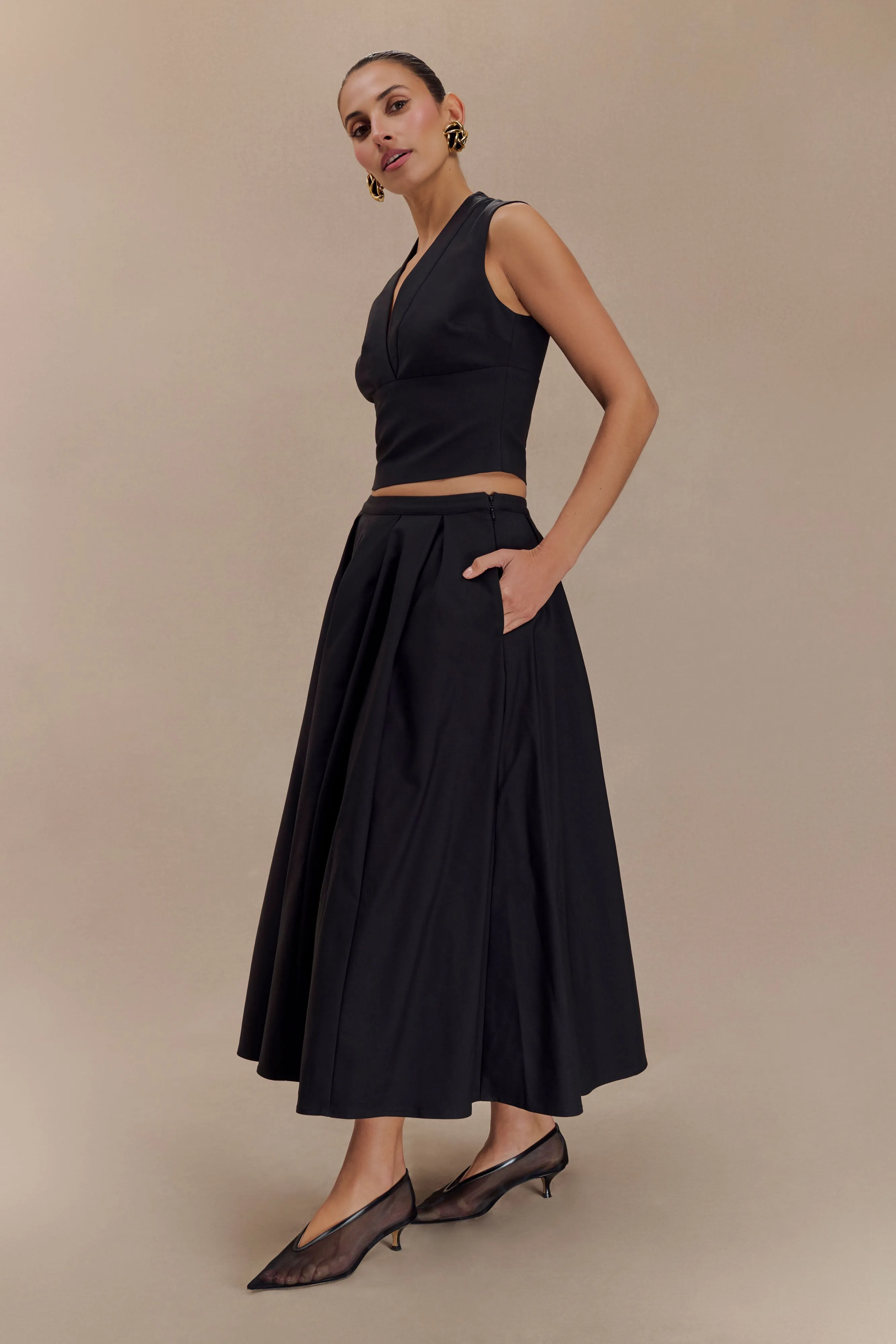 Practical Fit Comfort for All Jemima Cotton Midi Skirt - Black