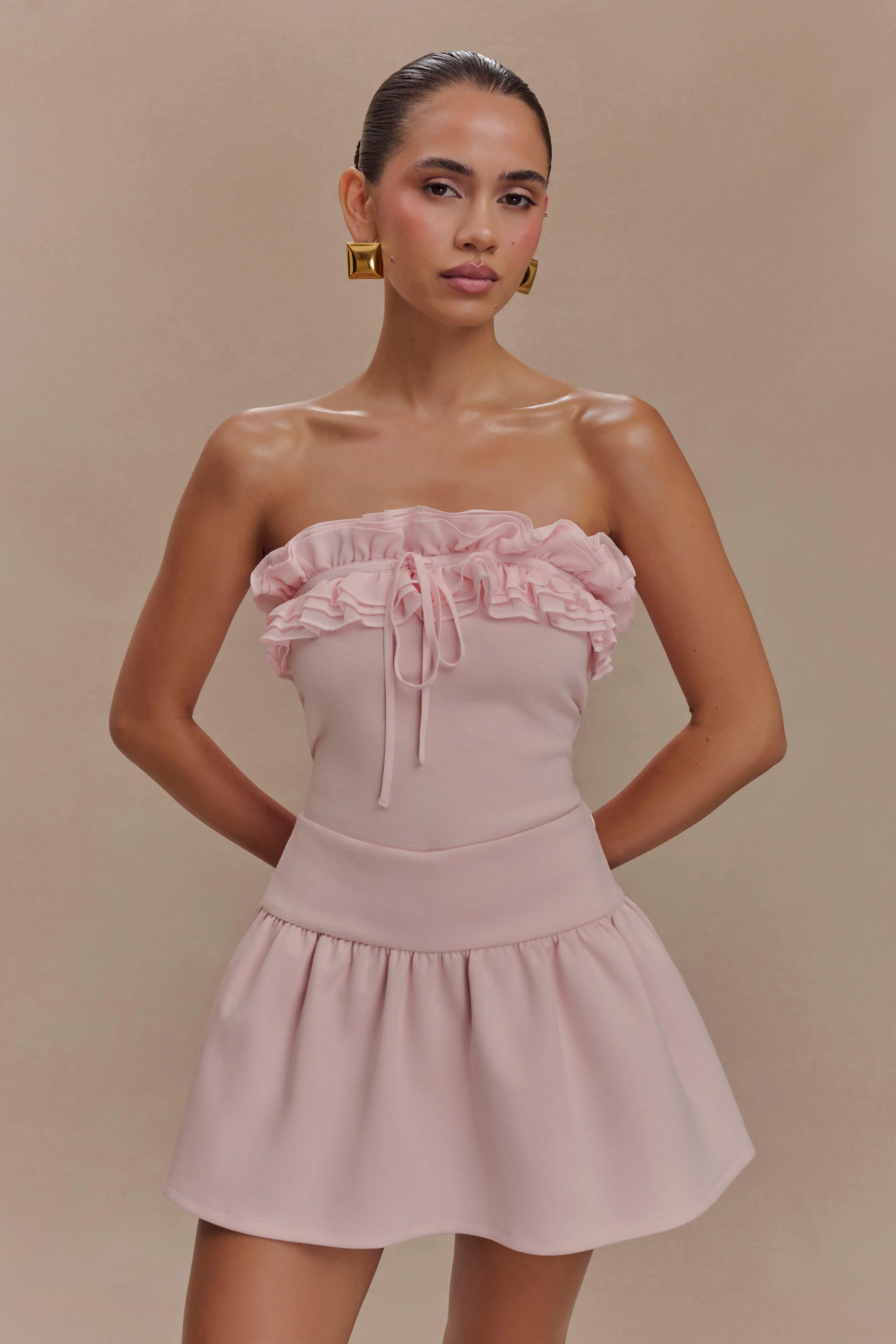 Tagless Design Jennie Ruffle Off Shoulder Top - Ballet Pink
