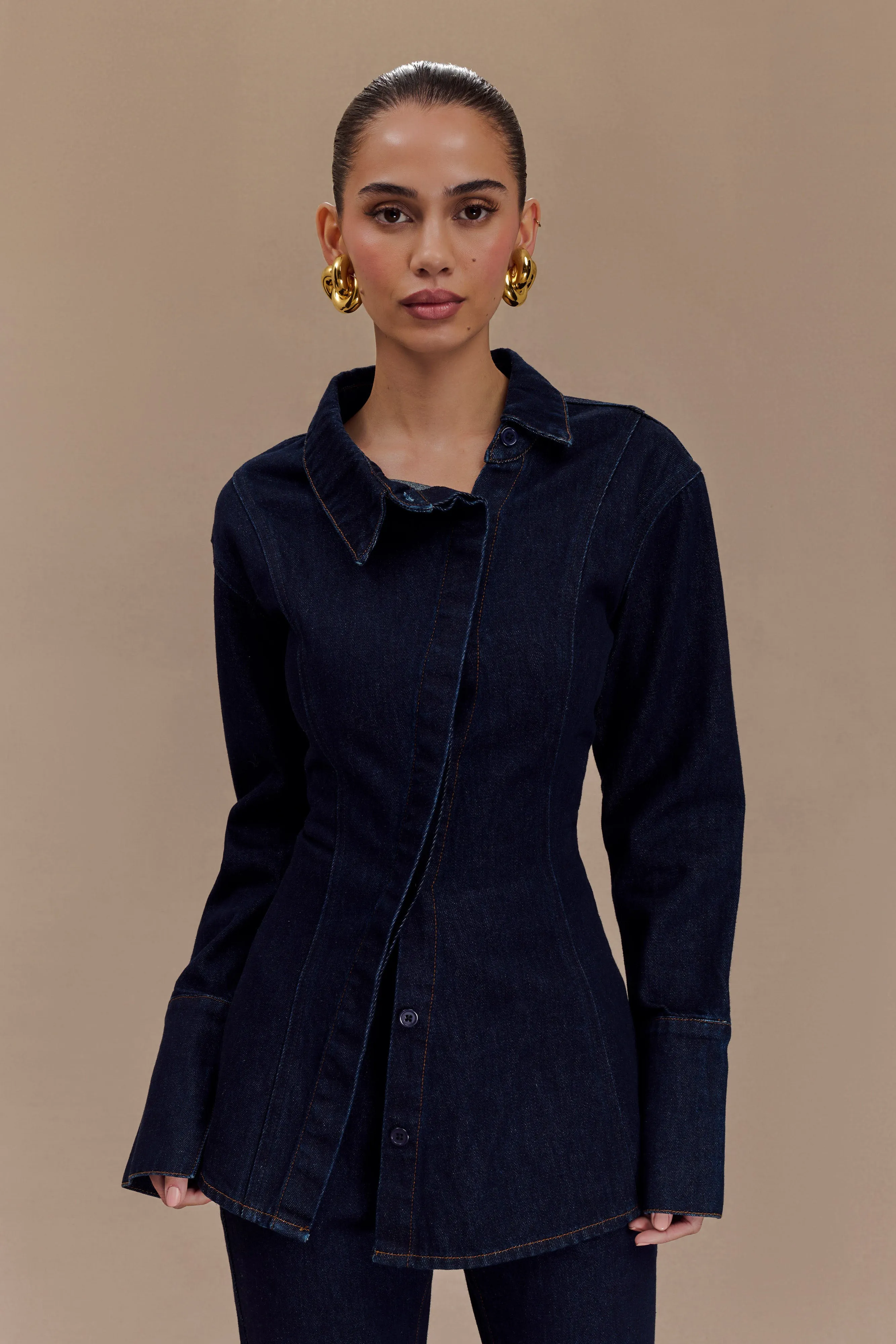 Jericho Asymmetrical Denim Shirt - Indigo Blue ShockAbsorbing