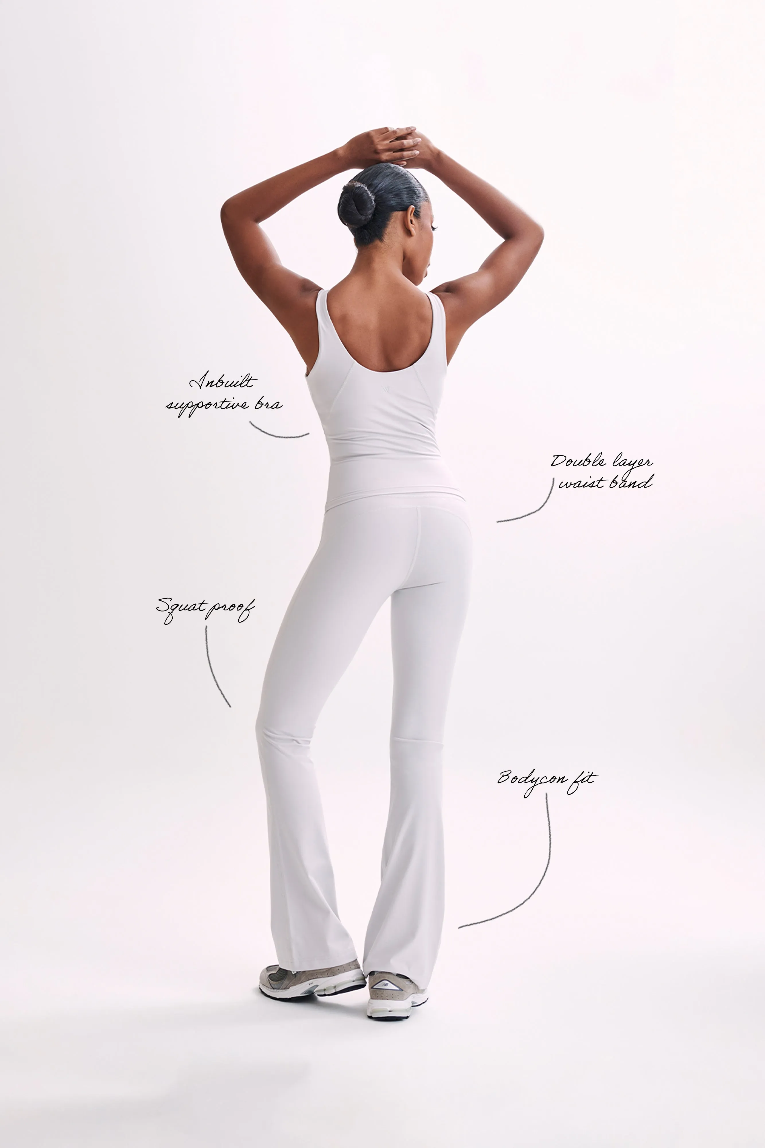 Tight Fit Anti Bacterial Treatment Jesse Flared Yoga Pants - Ice Grey