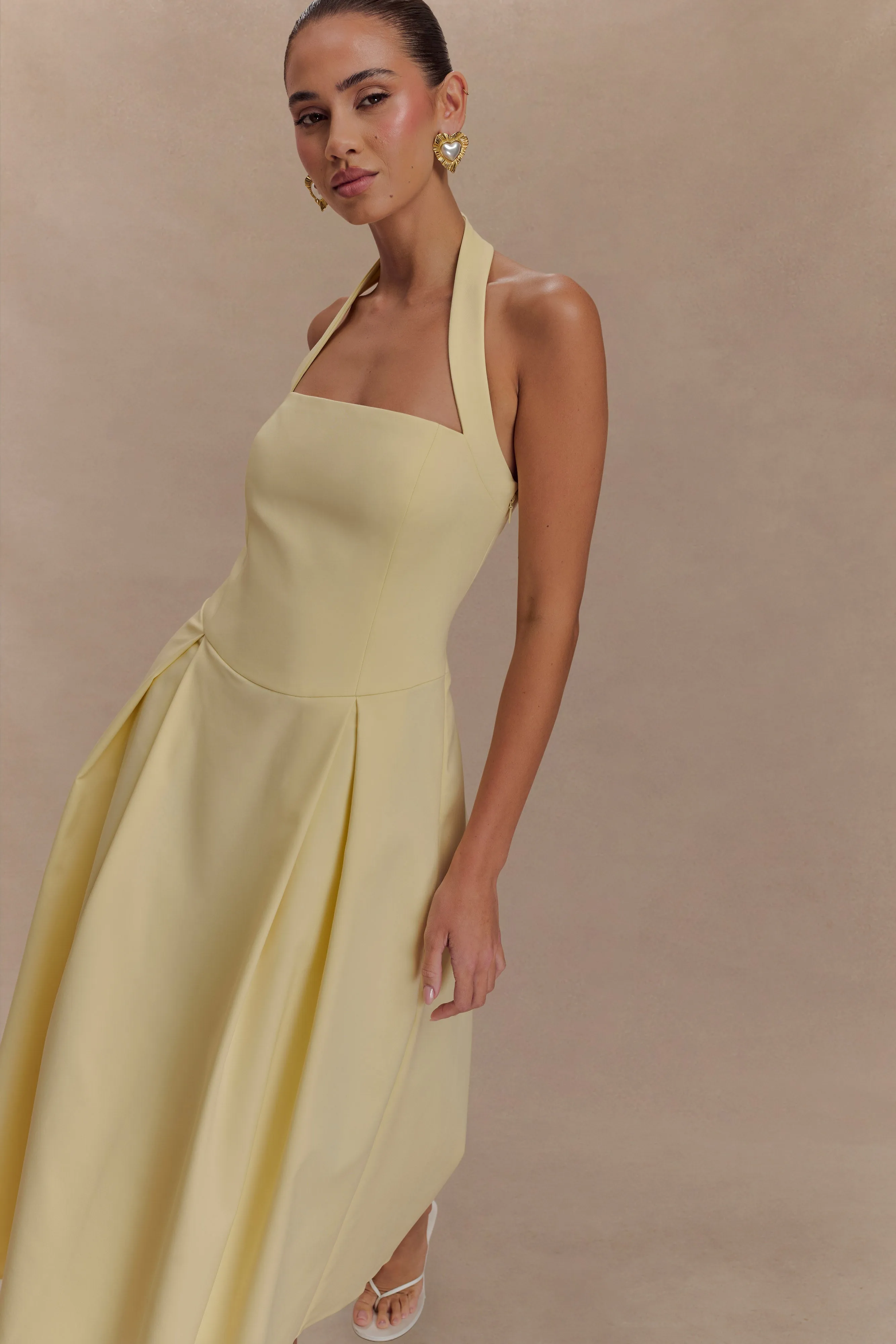 Juana Halter Midi Dress - Lemon Breathable Wearable