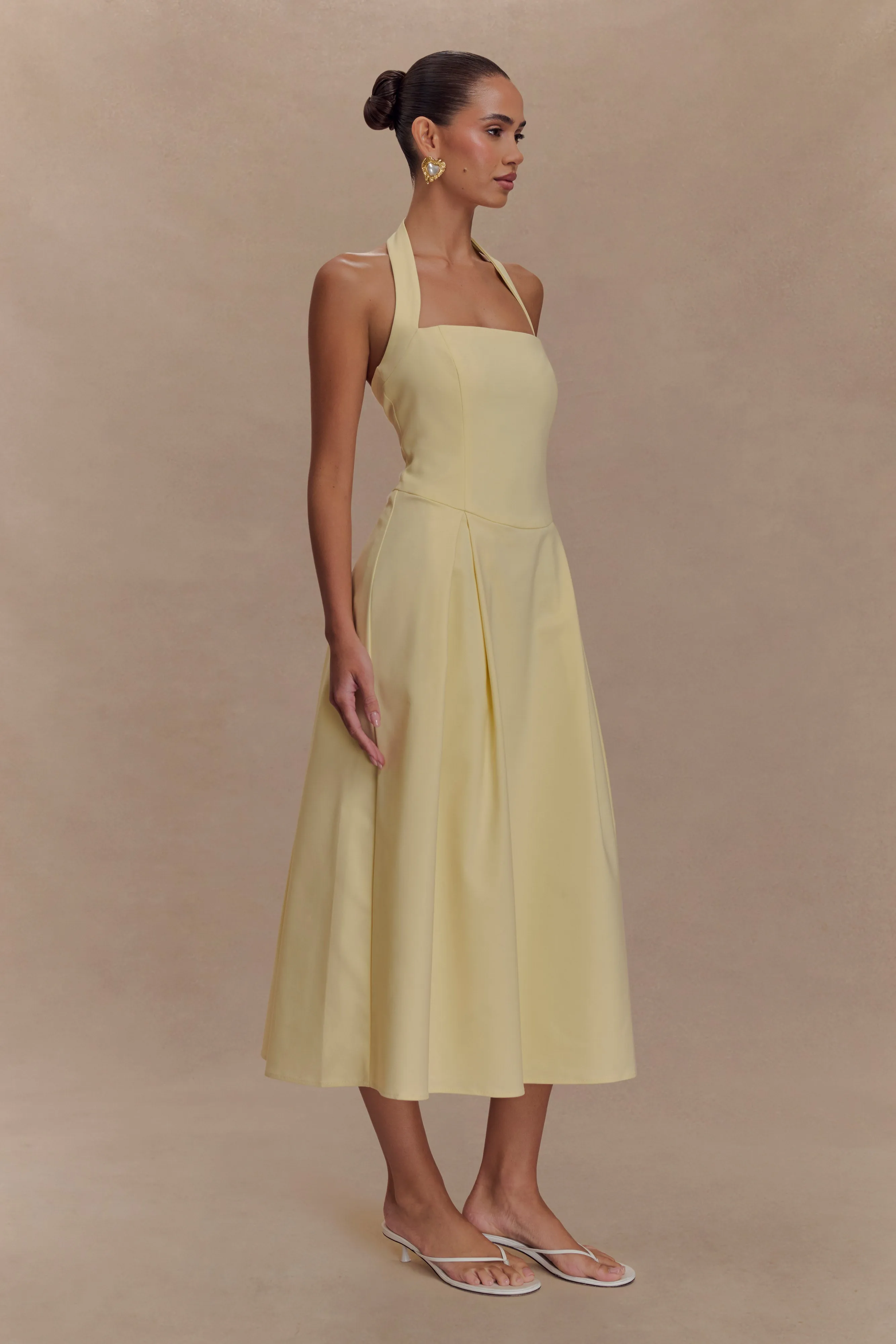 Juana Halter Midi Dress - Lemon Recycled-Material Balanced Fit