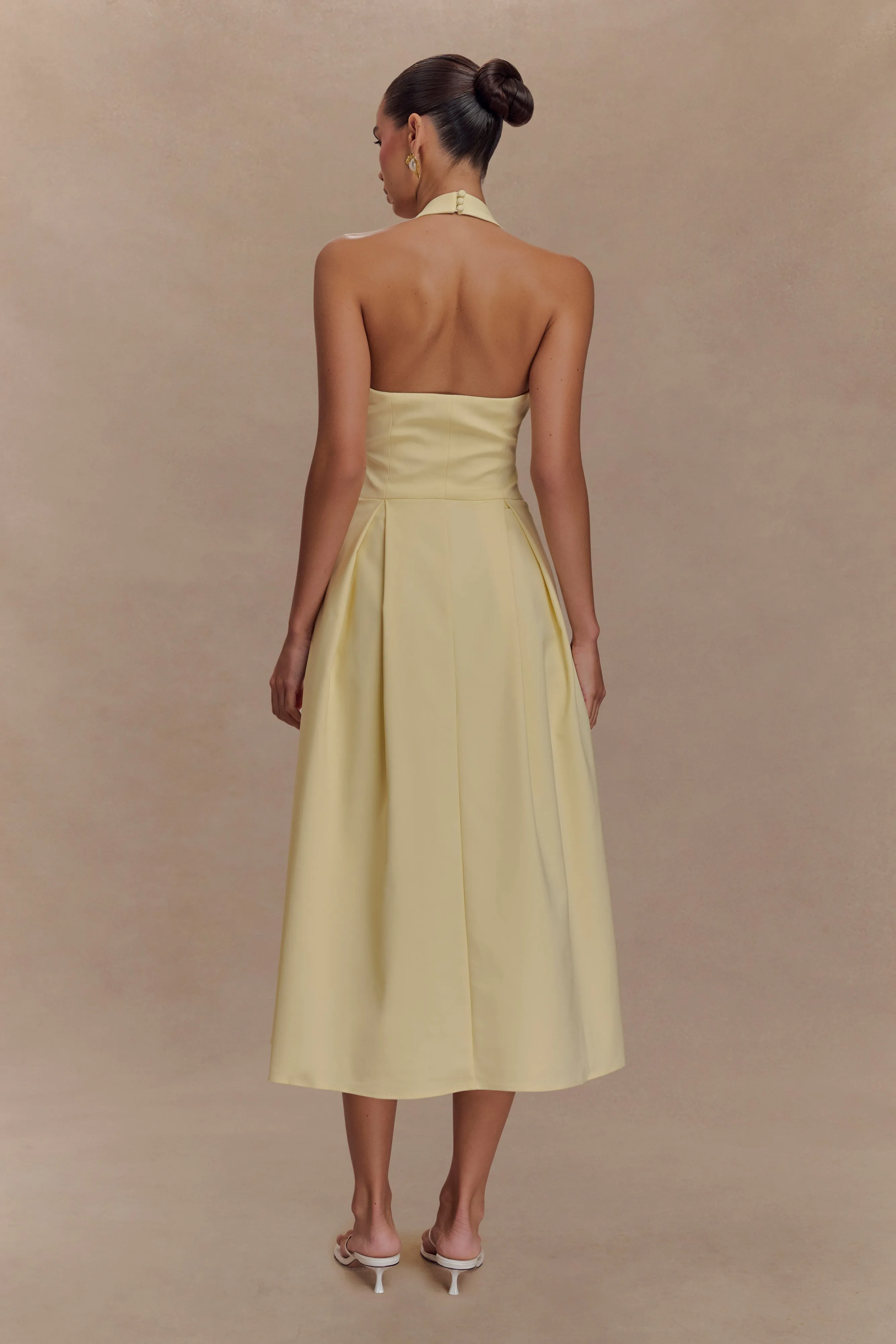 Juana Halter Midi Dress - Lemon Pure Fabric