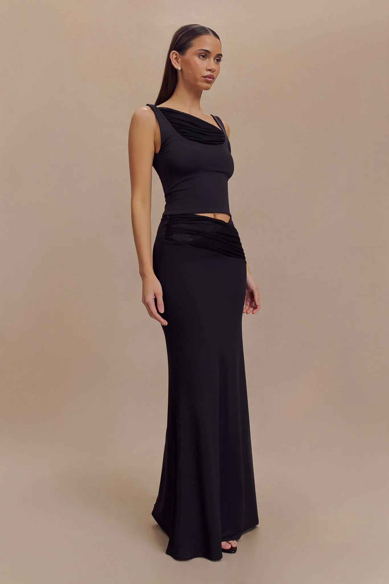 ElasticCuffs Jules Recycled Nylon And Mesh Maxi Skirt - Black