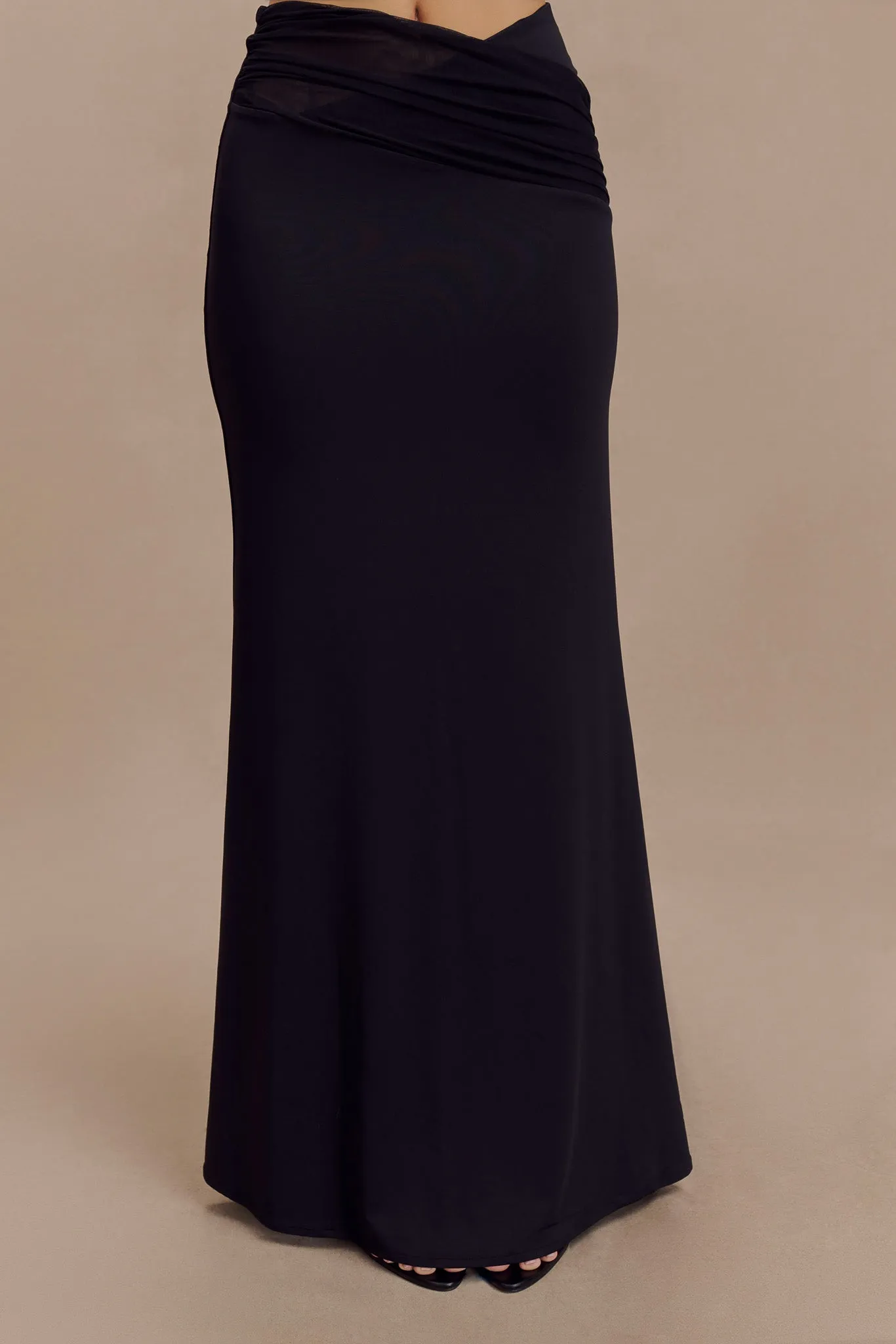 Jules Recycled Nylon And Mesh Maxi Skirt - Black Mid Rise Classic Fit