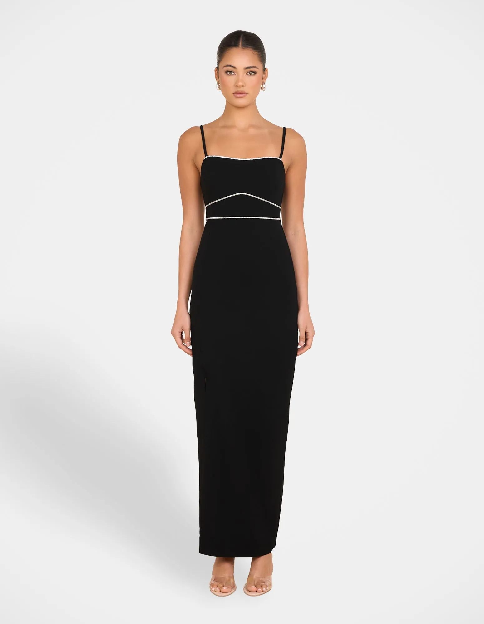 Juliana Diamante Trim Gown Comfortable Fashion Dual Tones