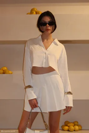 NonChafe Tag Placement Julianna Cotton Button Up Shirt - White