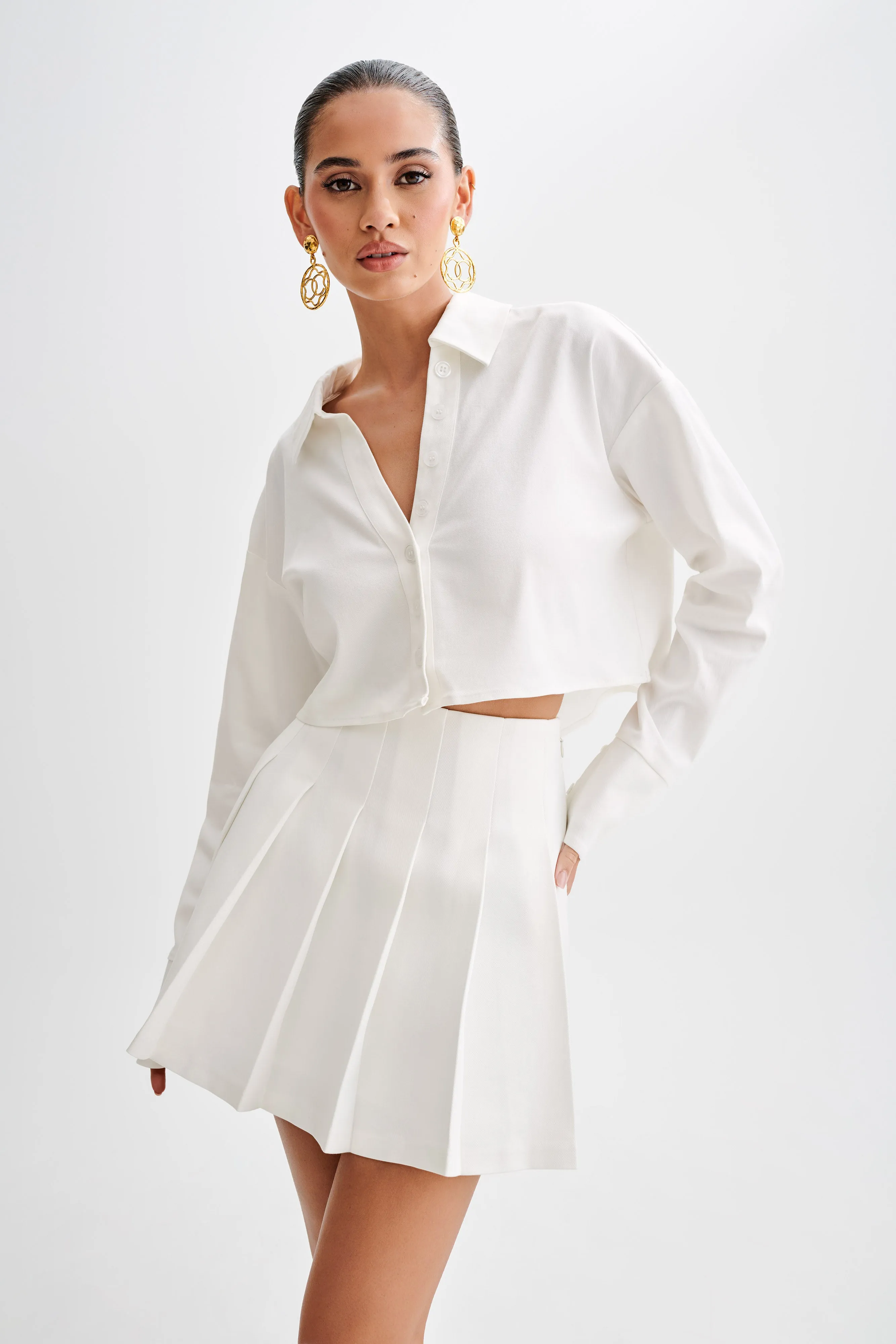 Julianna Cotton Button Up Shirt - White Low Impact Manufacturing
