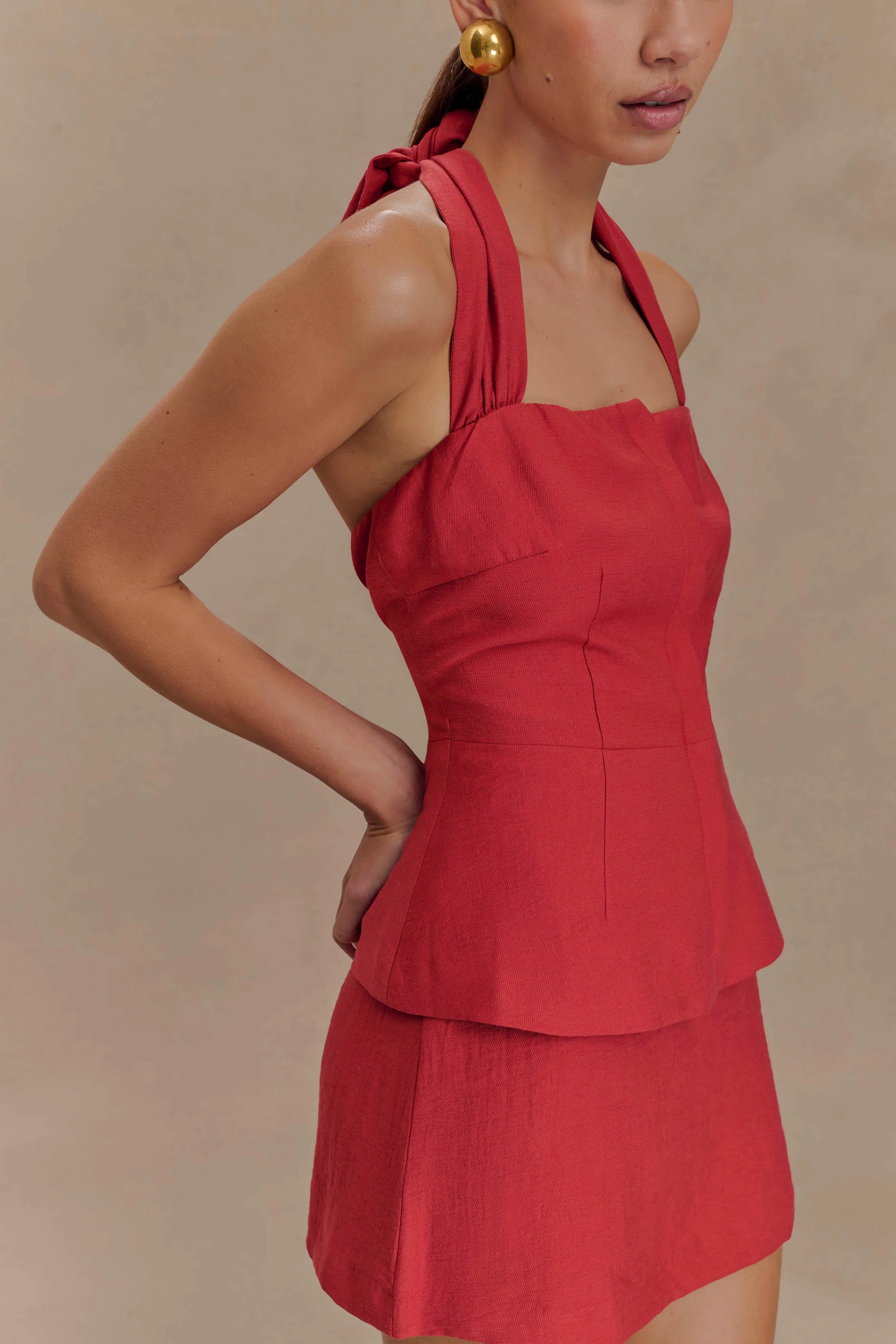 Soft Material Kallie Linen Skort - Burnt Rose