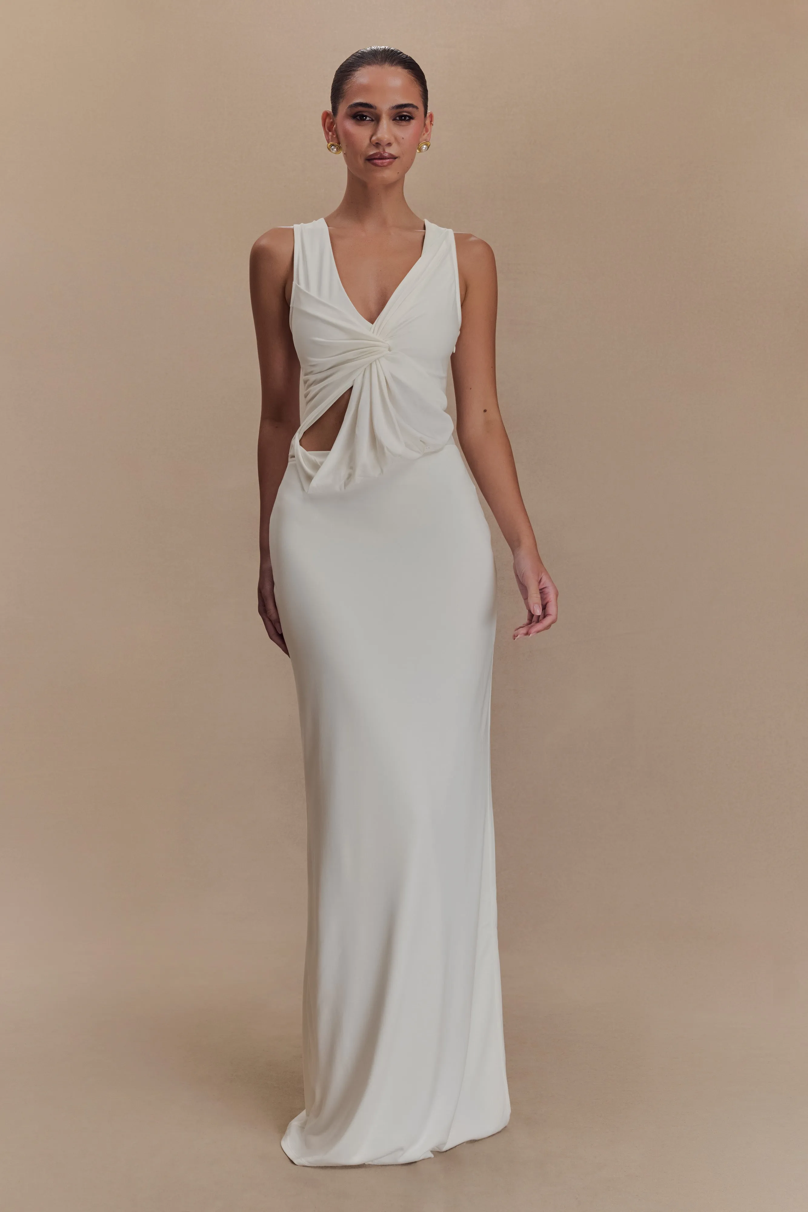 Casual event dress Anytime Wear Kassidy Peached Jersey Maxi Dress - Ivory