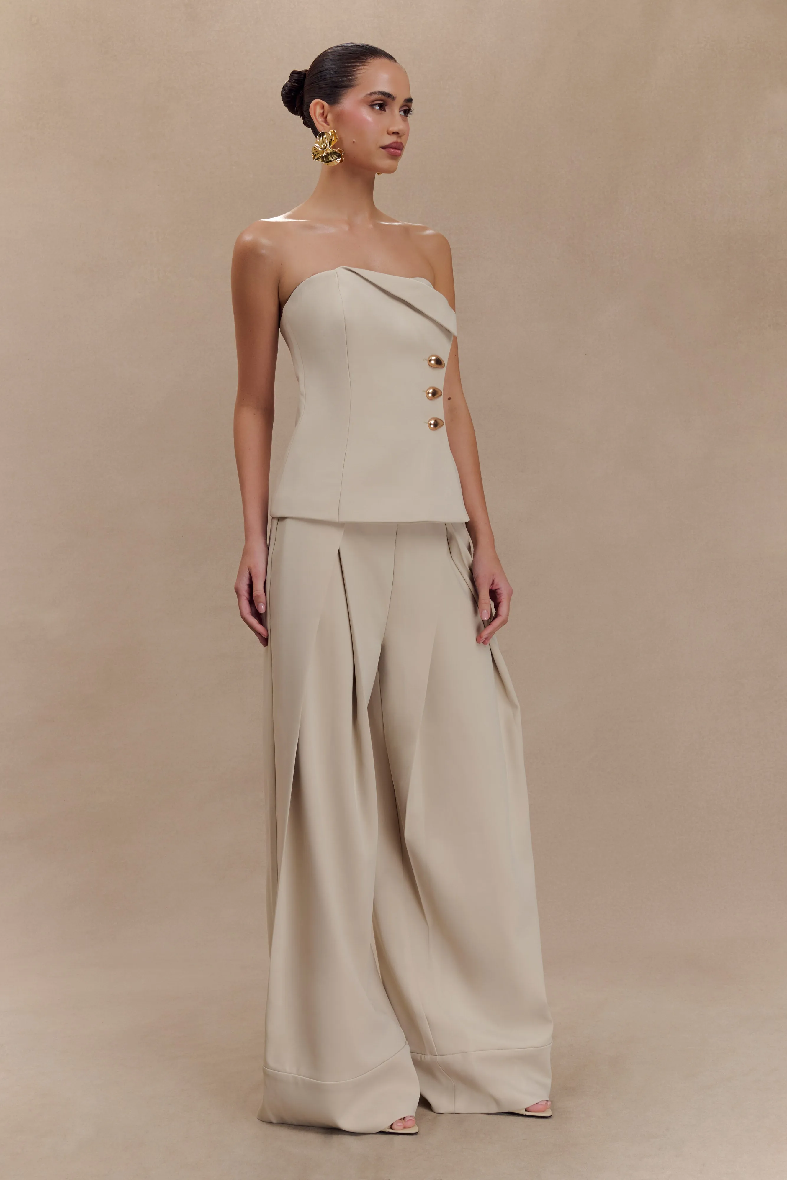 Katarina Wide Leg Suiting Pants - Sand Casual Flex Quick Access
