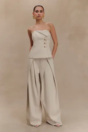 Katarina Wide Leg Suiting Pants - Sand Sporty Cut Move Freely