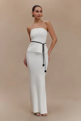 TearResistantMaterial Keaton Fishtail Knit Maxi Skirt - White