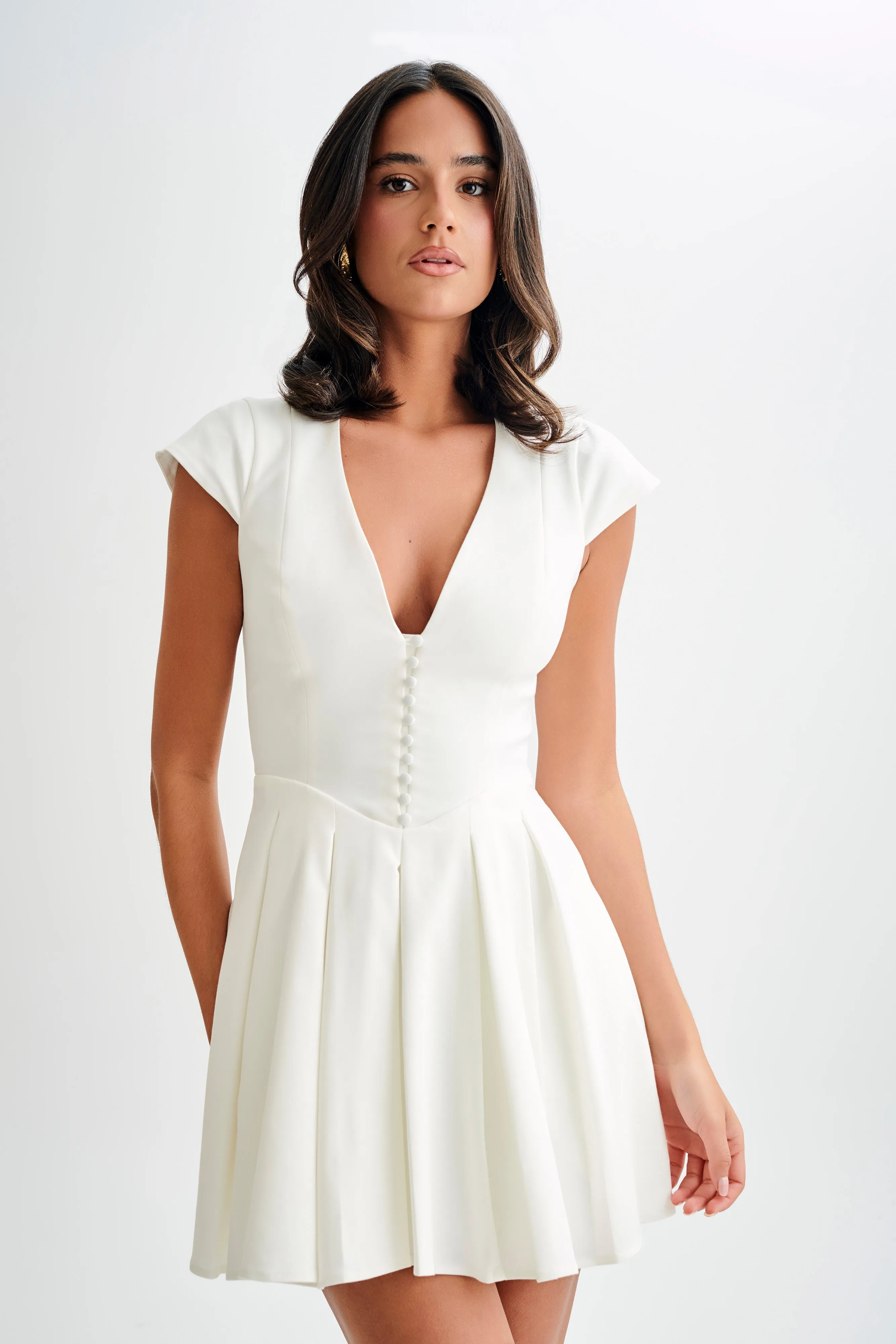 Keely Cotton Cap Sleeve Mini Dress - White Tailored Mood Sleek Form