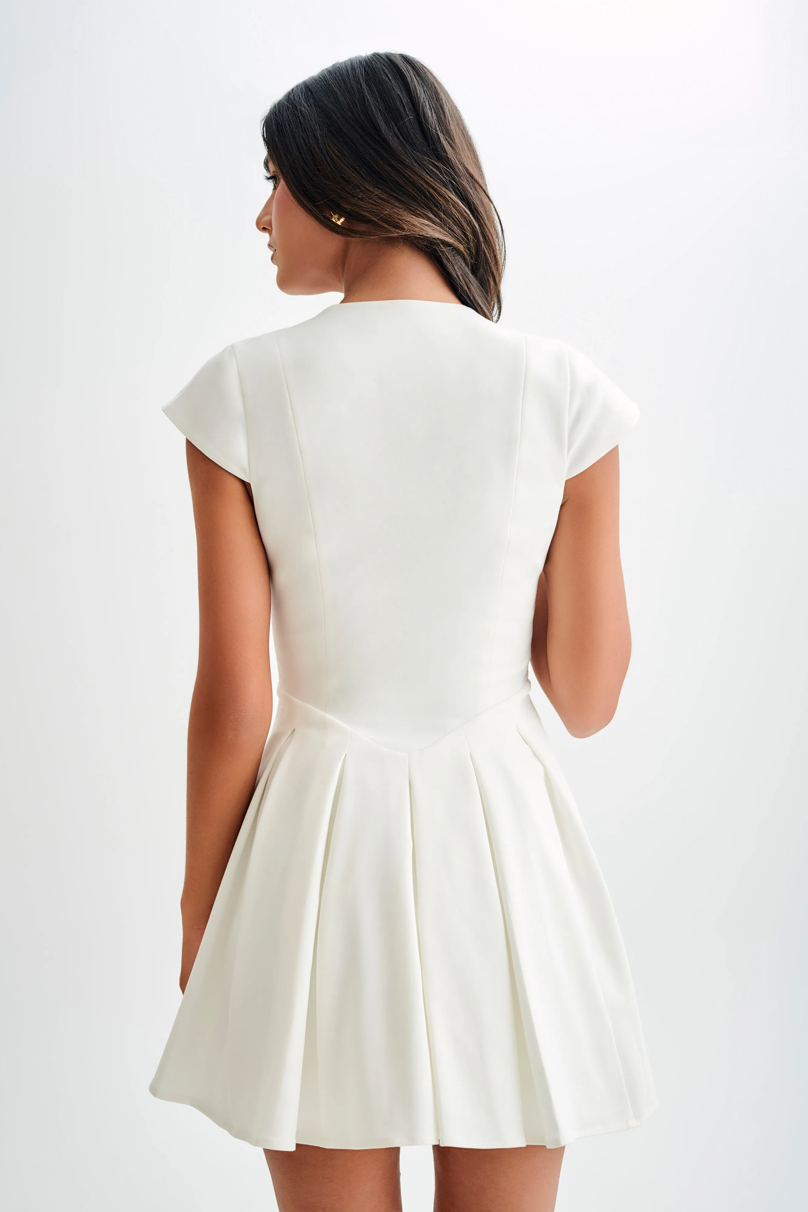 Keely Cotton Cap Sleeve Mini Dress - White Easy Texture