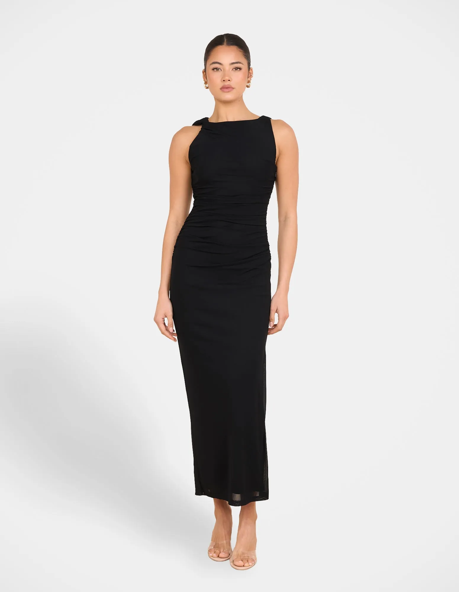 Kenny High Neck Maxi Dress Quilted-Texture