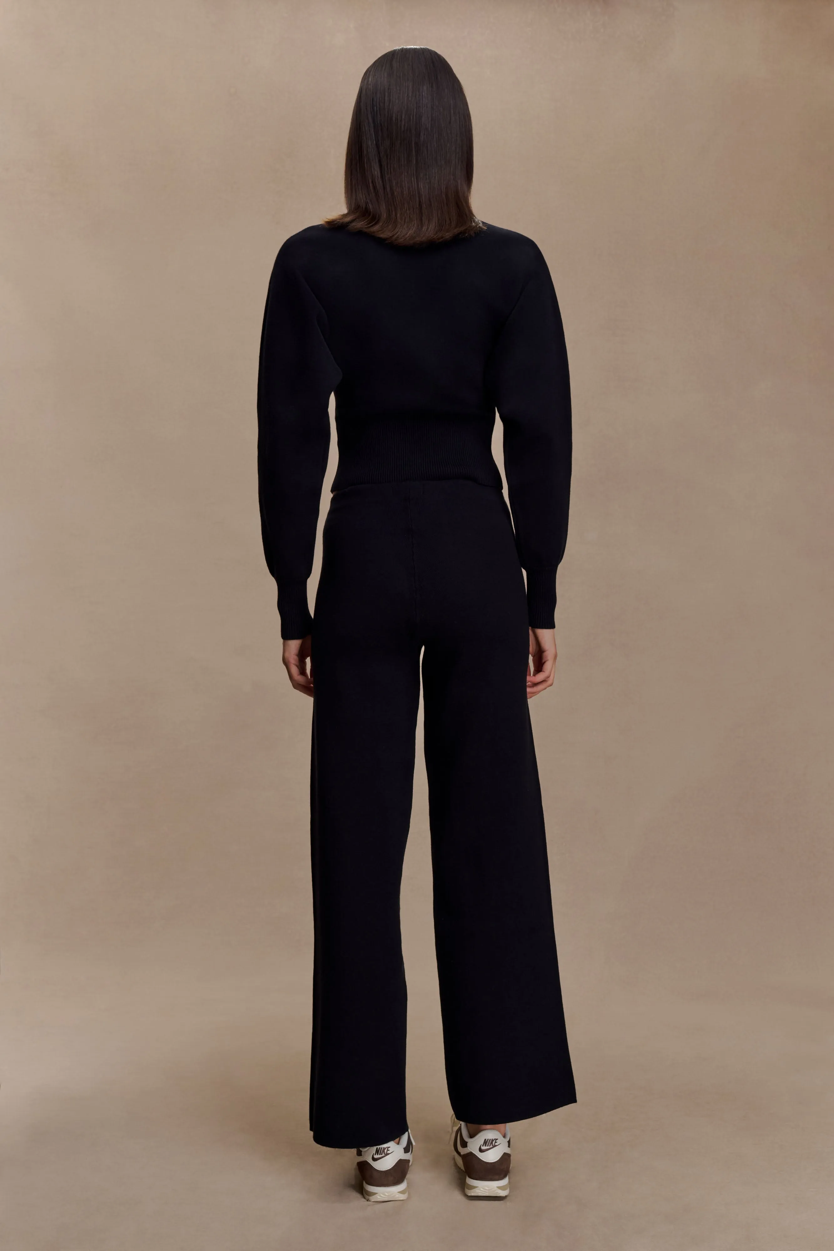 Kerrymae Straight Leg Knit Pants - Black Trendy Waist Easy Motion