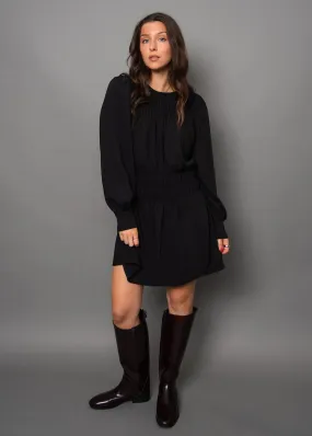 BLACK SHIRRED MINI DRESS Grass Soft
