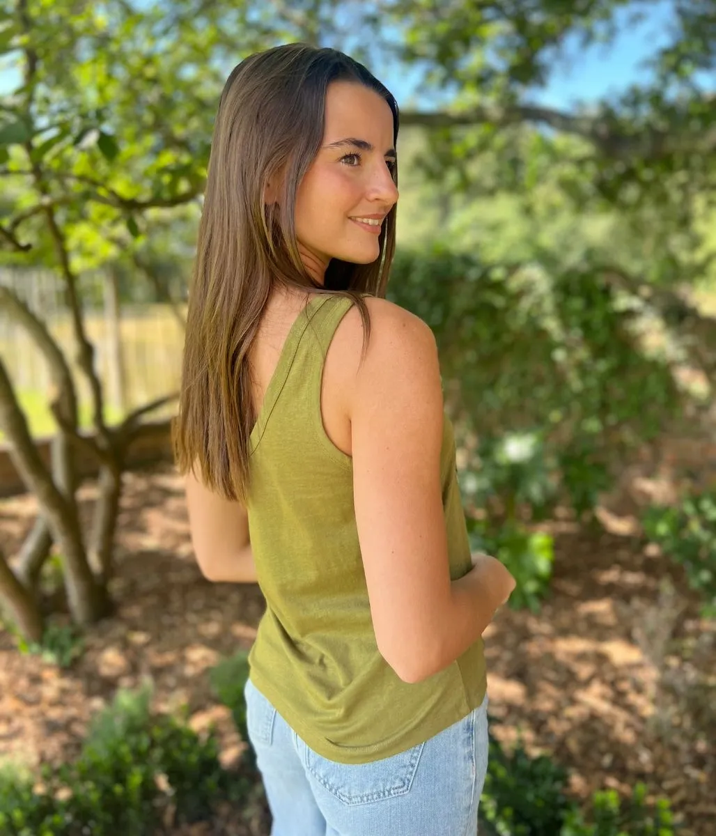Khaki V Neck Slouch Vest Farm Glow