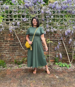 Khaki Ribbed Midi Dress Summer Ease