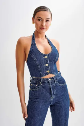 Moisture Wicking Fabric Kieryn Denim Vest - Dark Blue