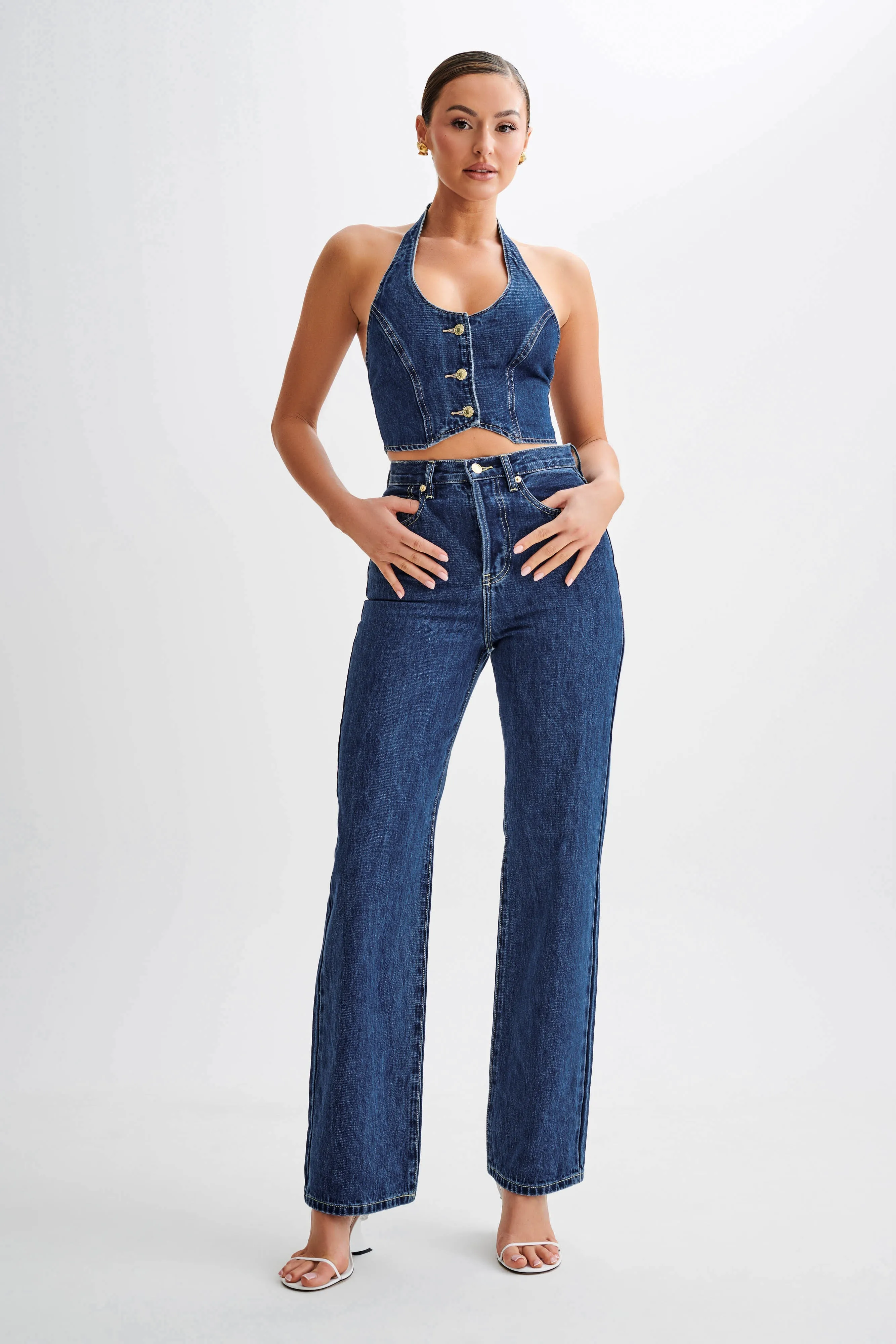 Kieryn Denim Vest - Dark Blue Airy Mesh Lining