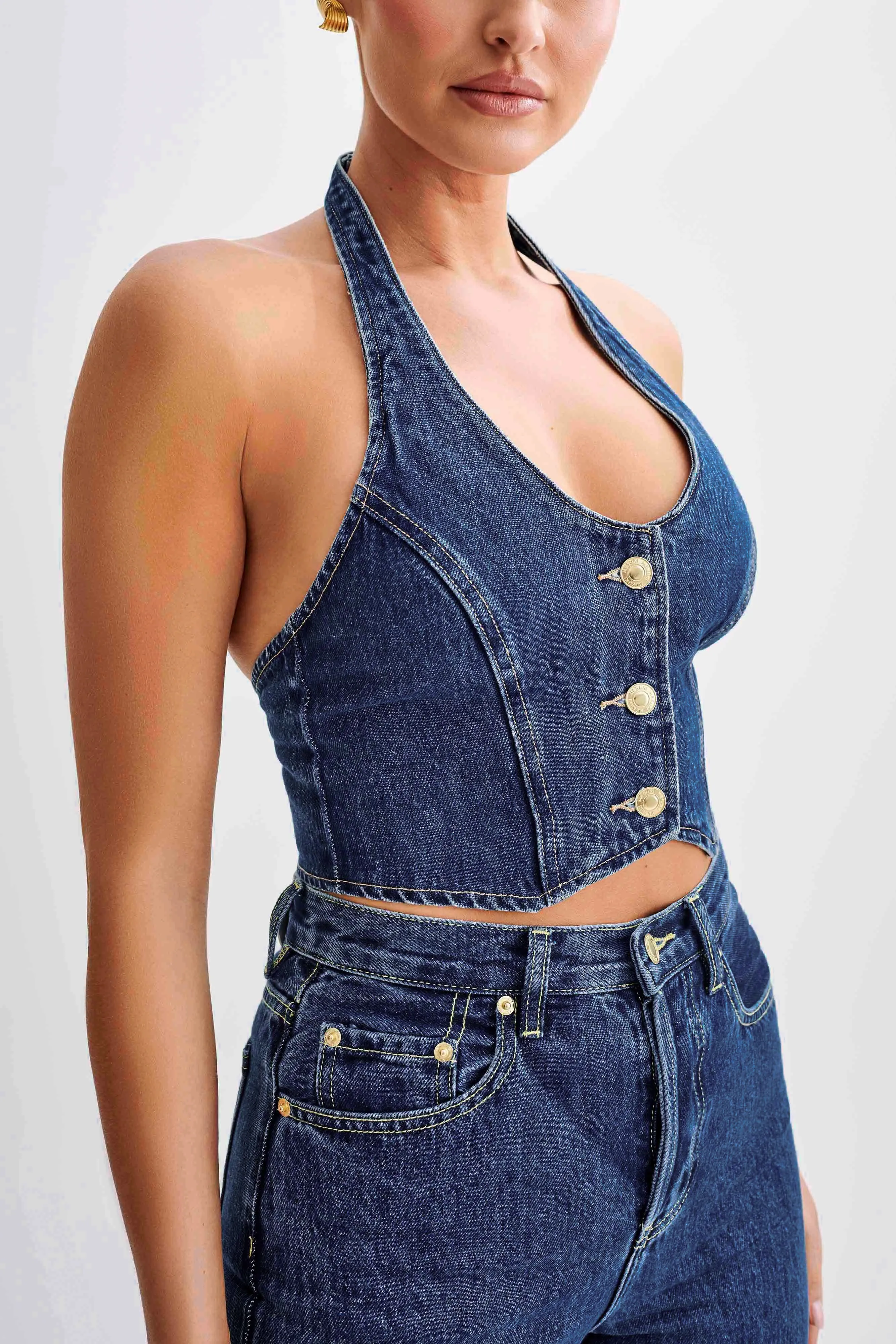 UV Protection Kieryn Denim Vest - Dark Blue