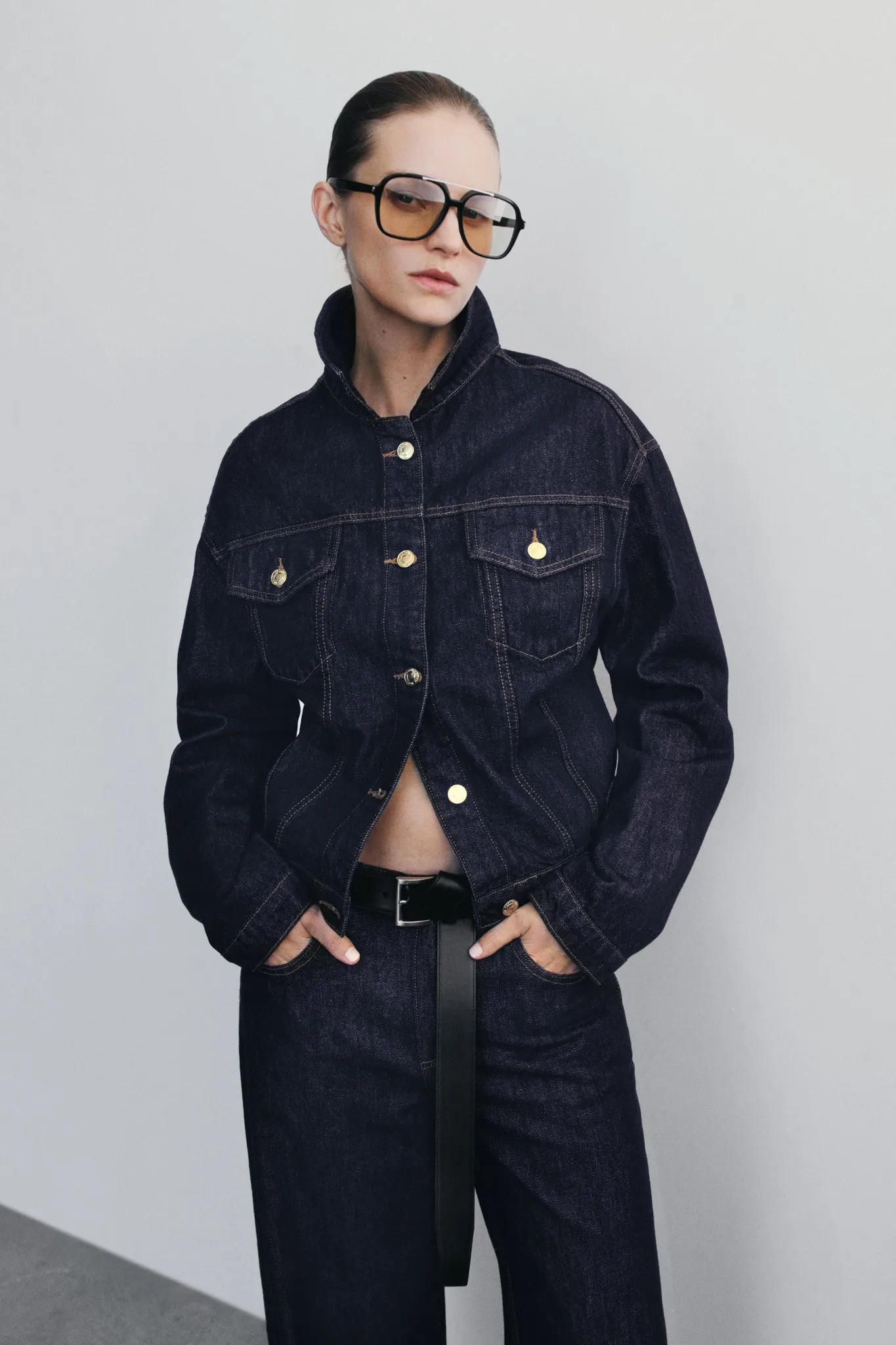 Kirra Cinched Denim Jacket - Washed Indigo Blue Active Daily Wear Tear Resistant Fabric Blends