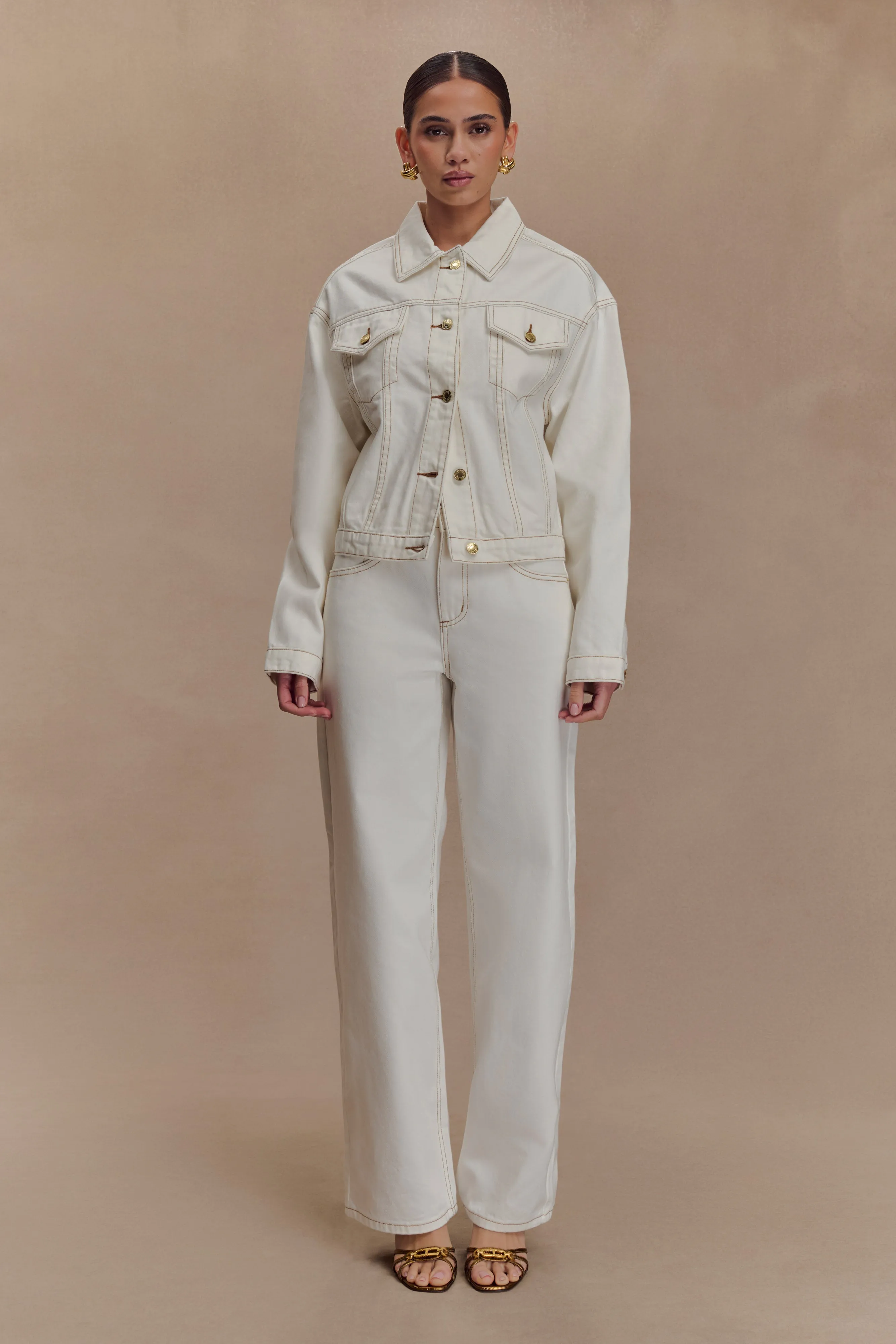 Convertible Style Odor Control Finish Kirra Cinched Denim Jacket - White