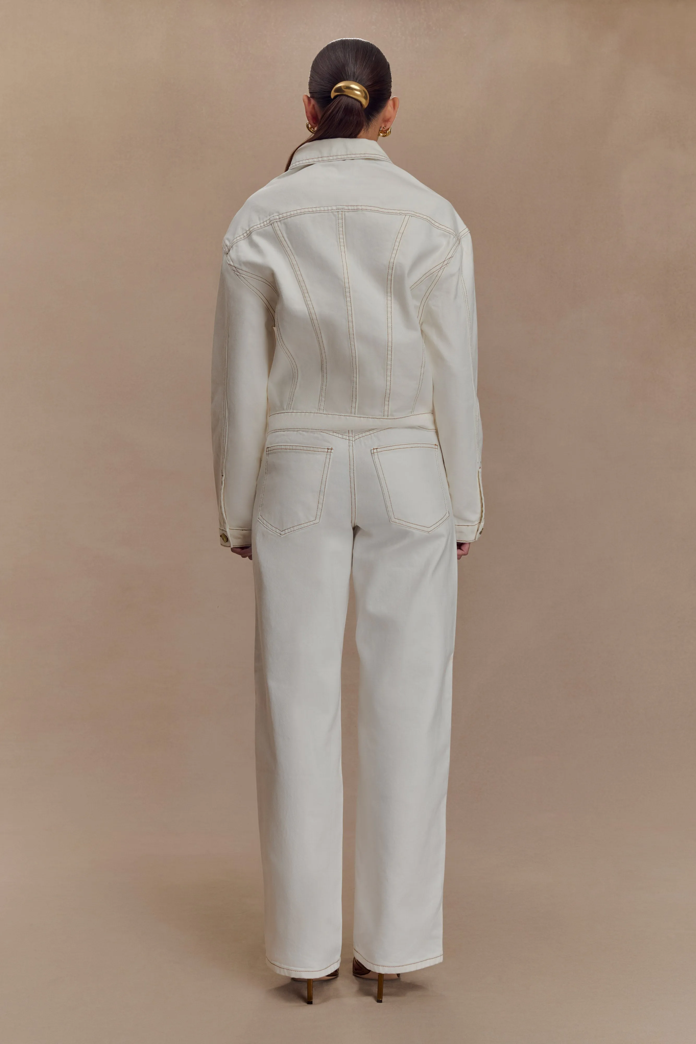 Kirra Cinched Denim Jacket - White SiliconeGrip SoftInnerLayer