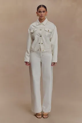 Convertible Style Odor Control Finish Kirra Cinched Denim Jacket - White