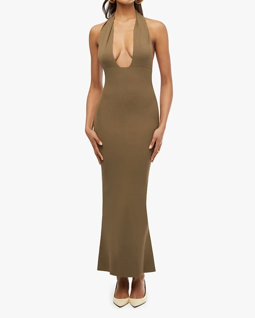 Luxurious Texture Charming Style Knit Halter Maxi Dress