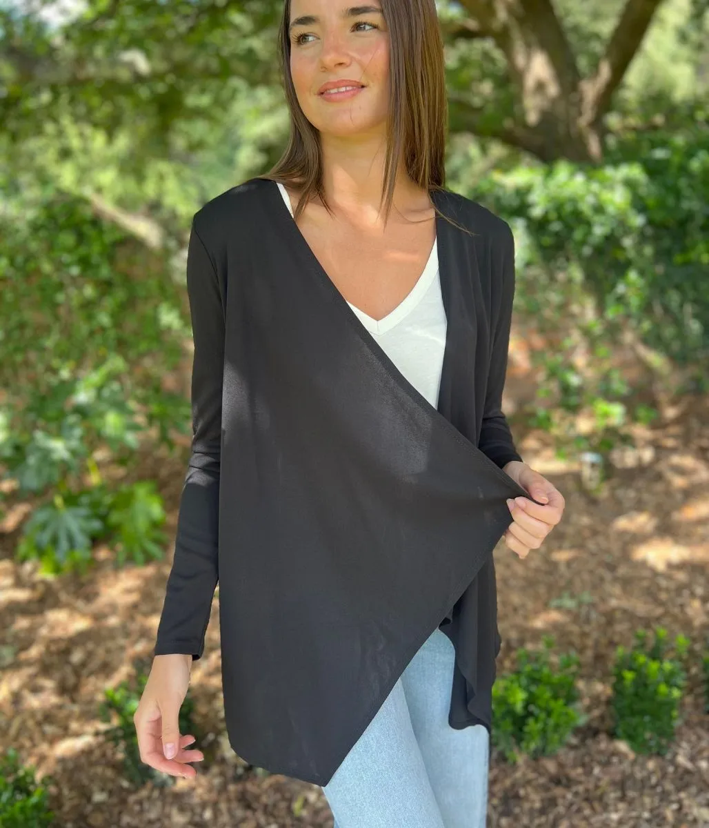 Black Waterfall Open Lightweight Cardigan HighVisibility