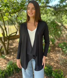 OdorResistantClothing Black Waterfall Open Lightweight Cardigan