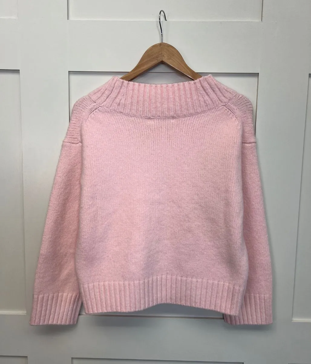 Pink V Neck Knitted Jumper Cozy Wear Fit