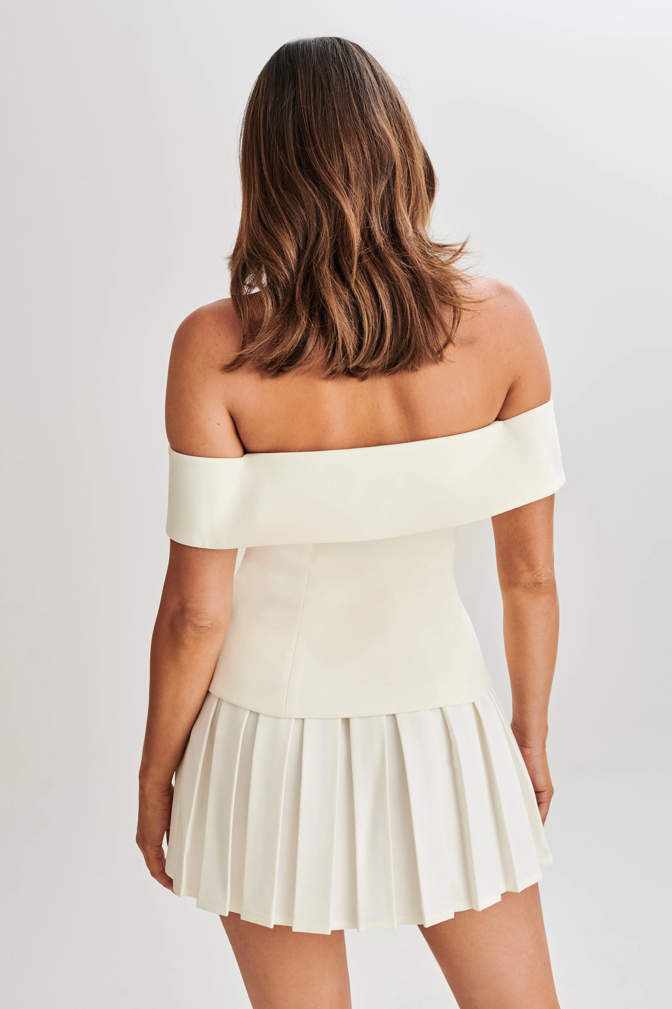 Krista Strapless Suiting Top - Ivory HighElasticity Thread Multi Panel Design