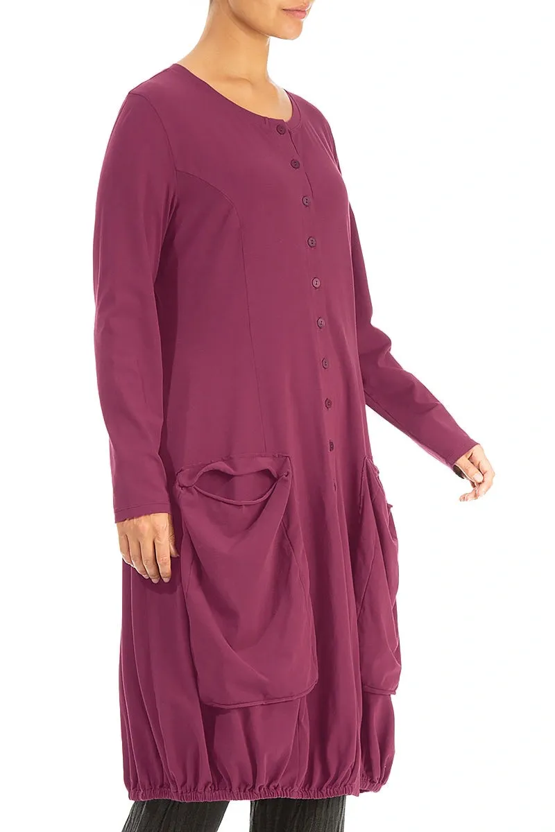 MultiLayerSystem Old Style Large Pockets Claret Cotton Jacket Dress