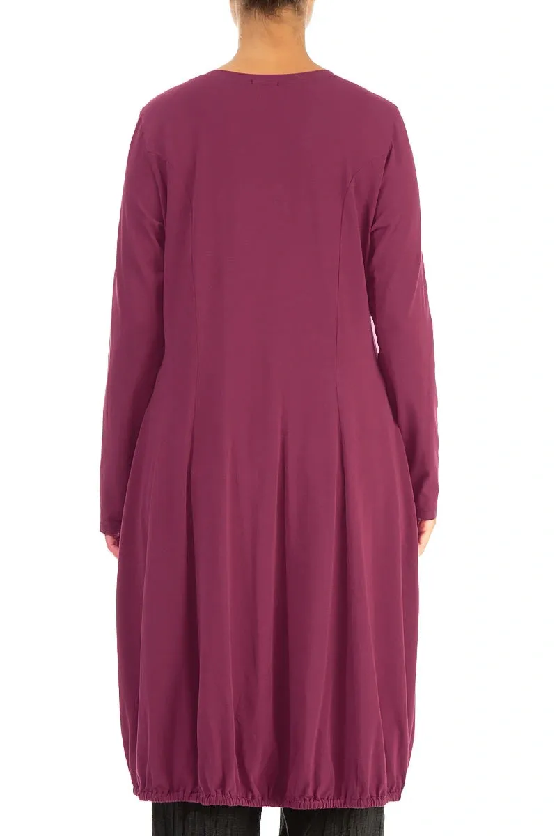 Large Pockets Claret Cotton Jacket Dress Eco Friendly Construction Concealed Zippers