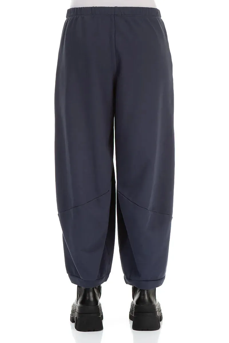 Non Tapered Leg Anti Pilling Large Pockets Slate Blue Cotton Trousers