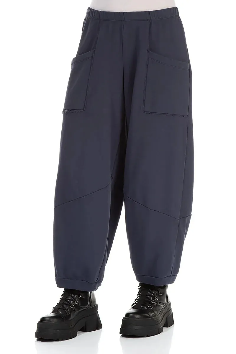 Large Pockets Slate Blue Cotton Trousers Layering Essential QuickReleaseFastenings